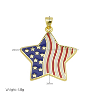 Vente en gros de breloques patriotiques américaines en laiton plaqué or 18 carats et émail, pendentifs goutte sportifs (drapeau américain, baseball, cœur, étoile) pour bijoux femme