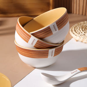 Juego de <span class=keywords><strong>vajilla</strong></span> de grano de madera reutilizable irrompible, platos de cena de <span class=keywords><strong>melamina</strong></span> para restaurante doméstico, características almacenadas - Product Image 5