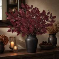 Décoration d'intérieur : Feuilles artificielles de Dusty Miller, grandes feuilles de soie d'automne, verdure artificielle DIY en gros