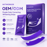 Tiras Blanqueadoras de Dientes Moradas de Venta al Por Mayor con Etiqueta Privada, Blanqueamiento Instantáneo Avanzado, 28 Tiras Blanqueadoras Sin Peróxido para Dientes