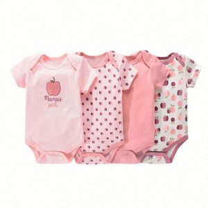 Bộ đồ liền thân mùa hè cho bé sơ sinh 4 món/bộ, chất liệu cotton in hình, quần áo bé trai dễ thương, tay ngắn, dành cho bé 0-9 tháng tuổi - Product Image 3
