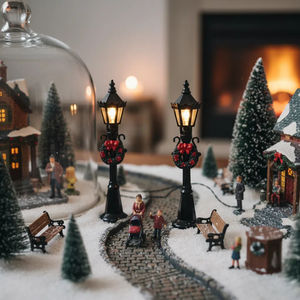 SANWEI 4 Stück Puppenhaus Mini-Straßenlaterne Modell Innenraum-Szene Schwarze Straßenlaterne Weihnachts-Stehlampe - Product Image 5