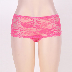 ODM grande taille sous-vêtements femmes taille basse transparent noir broderie dentelle florale ajouré ouvert culotte Sexy femmes mûres - Product Image 2