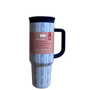 Vaso Térmico Aislado de Metal Ovalado al por Mayor, Vaso Aislado Portátil con Asa y Pajita de 40 oz - Product Image 4