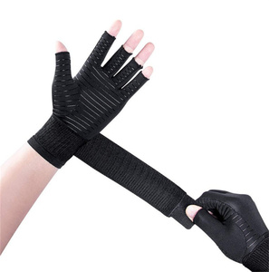 Gants demi-doigts à pression en fibre de cuivre transfrontaliers gants de liaison antidérapants en silicone pour l'entraînement en plein air - Product Image 1