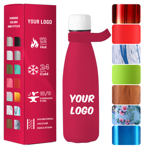 Botella de agua caliente transparente personalizada, bolsa de botella de agua de 1 litro con correa, botella de agua barata - Product Image 1