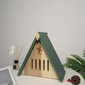 Vente en gros d'hôtels pour insectes en bois triangulaires pour les coléoptères, les coccinelles, toit vert, <span class=keywords><strong>maison</strong></span> pour insectes en bois naturel - Product Image 3