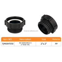 Adaptateur de raccordement Camlock 2 1/8" BSP femelle x S60*6 mâle, en plastique PP lisse, pour raccordement de citerne IBC