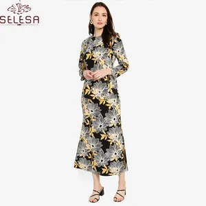 Nuovo Alla Moda Baju Kurung di Disegno Semplice Della Signora Camicetta Modest Musulmano Con Le Donne Abbigliamento Islamico