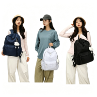 Mochila Minimalista con Colgante de Nube, Ligera y Bonita, con Múltiples Compartimentos, Gran Capacidad, para Estudiantes, Escolares, Casual, para el Día a Día