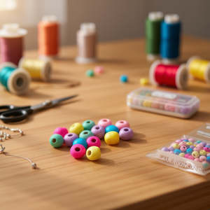 Perline in Legno ILAN 8mm Multicolore per Artigianato - Product Image 2