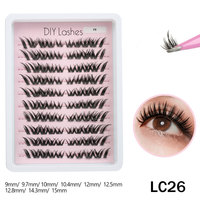 100 PCS Cils en grappe DIY, faux cils effilés, cils naturels, cils œil de renard segmentés, grappes de cils individuels