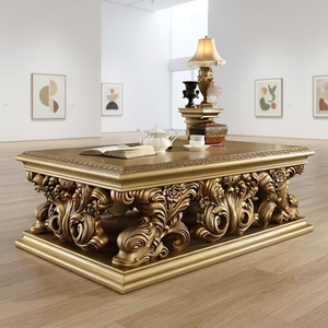 Handcrafted Antique <b>Gold</b> Round Stool Solid Wood Decorative Accent Furniture for Living Room - Product Image 5