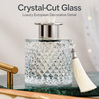 Diffuseur de roseaux en verre cristal personnalisable, aromathérapie personnalisée, parfum d'intérieur, étiquettes privées, vase à huile parfumée avec pompon
