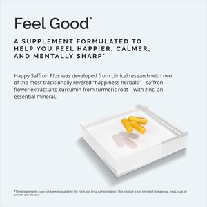 Stock entrepôt US - Livraison directe - Happy Saffron Plus - 90 capsules, lot de 2 - Avec extrait de fleur de safran, curcumine et <span class=keywords><strong>zinc</strong></span> - Végétalien - Product Image 6
