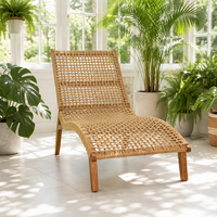 Chaise longue en osier tressé à la main, lit de repos d'extérieur, chaise longue inclinable pour piscine, jardin, plage