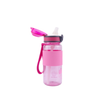 Bouteille d'eau Tritan pour enfants, anti-fuite, portable, gourde de sport pour enfants avec paille rabattable, adaptée au lait