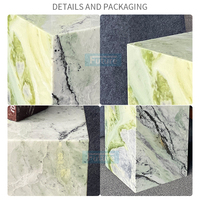 Table basse cube en marbre Calacatta Vert, socle bas, pour salon et entrée, luxe, naturelle, personnalisable, convertible et extensible