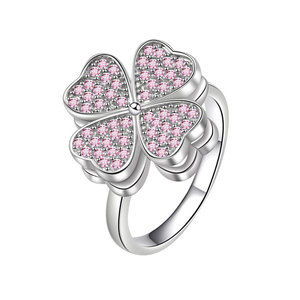 Fashion Adjustable Four Leaf Clover Spin Anxiety <b>Rings</b> Micro Insert Pink Zircon Copper Anti <b>Stress</b> Jewelry For Women - Product Image 1