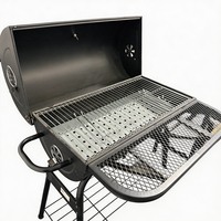 Barbecue à baril robuste de grande capacité avec étagère avant en maille pour pique-nique