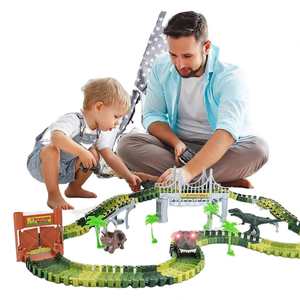 Juego de Pistas Flexibles para Carreras de Autos con 2 Autos de Dinosaurios Geniales para Niños de 3, 4 y 5 Años en Adelante - Product Image 1
