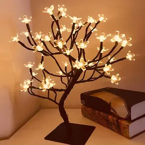 LED Lichter Schreibtisch lampe 24/36/48 LEDs Kirschblüten baum Nachtlicht Kristall Blumen licht für Schlafzimmer Nachttisch dekorative Lampe