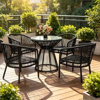 Ensemble de meubles de jardin en rotin PE de style moderne et simple, 4 places, table et chaises, ensemble de cinq pièces pour jardin et cour