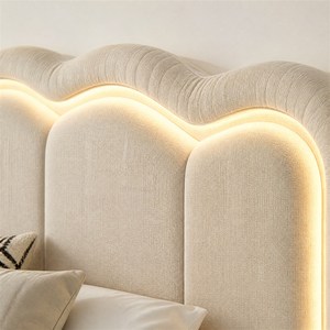 <span class=keywords><strong>Letto</strong></span> contenitore con sollevamento a gas, imbottito, con trapuntatura a V, piattaforma con testiera a LED, in velluto, struttura in metallo, doghe in legno, facile montaggio - Product Image 4
