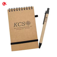Bloc-notes à spirale en kraft à feuilles mobiles avec fermeture élastique personnalisée YALONG, avec stylo imprimé du logo promotionnel