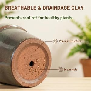 Grands pots <span class=keywords><strong>de</strong></span> fleurs en céramique pour jardin, avec trous <span class=keywords><strong>de</strong></span> drainage, finition émaillée, durables, écologiques, design moderne et classique, pour l'intérieur. - Product Image 2