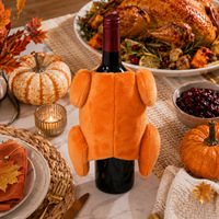 Housse de bouteille de vin en forme de dinde de Thanksgiving, décoration de table pour la récolte d'automne, réutilisable, faite à la main, en peluche, écologique, best-seller