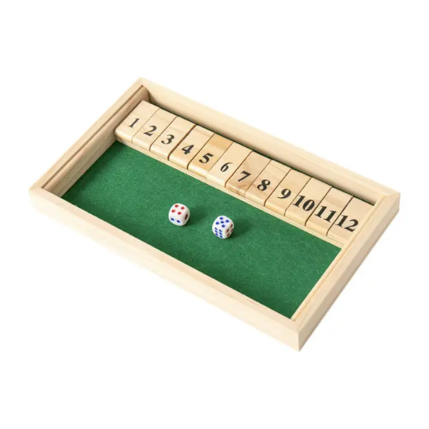 Custom Printing Shut The Box Game 1-12 Nummer Houten Bord Pub Bar Dobbelsteen Spel Bordspellen Voor Familie