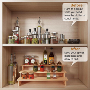 Bamboo Three Tier Display <b>Rack</b> Spice Organizer <b>Kitchen</b> Storage Minimalist Design - Product Image 4