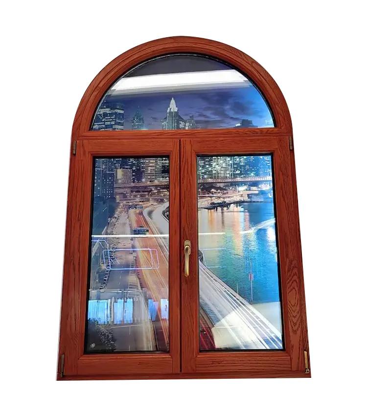 Perfiles de aluminio de alta calidad San Antonio con madera de roble rojo macizo importado de EE. UU. Ventana de empuje hacia fuera