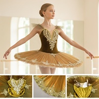S0053 Tutu de ballet en velours pour filles avec dentelle et strass, costume de scène professionnel pour concours de ballet, fabrication sur mesure