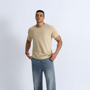 Magliette da uomo 100% in cotone 230g tinta unita in maglia Anti-pilling a forma regolare girocollo manica corta Casual - Product Image 3