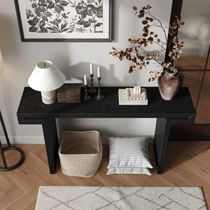 Rustic Farmhouse <b>Console</b> Table 60 Inches Distressed Wood Finish Entryway Sofa Side Table For Living Room Hallway <b>Black</b> - Product Image 4