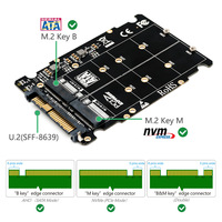 Kartu Adaptor 2 in 1 M.2 SSD ke U.2 SFF-8639, Casing Aluminium Alloy, Konverter PCIe 3.0 X4, Mendukung NVMe & SATA NGFF M/B Key SSD