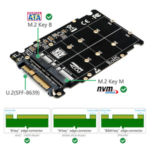 Adattatore 2 in 1 da M.2 SSD a U.2 SFF-8639, Convertitore PCIe 3.0 X4 con <span class=keywords><strong>Case</strong></span> in Lega di Alluminio, Supporta SSD NVMe e SATA NGFF M/B Key - Product Image 3