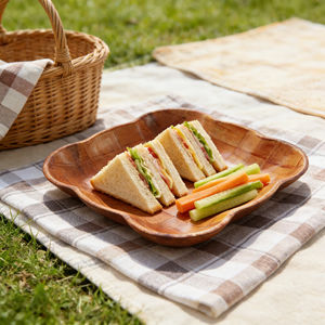 Juego de Tazones para Servir de Madera Maciza, Vajilla de Madera Reutilizable para Eventos de Catering, Duradera y de Larga Duración, Grano Natural - Product Image 4