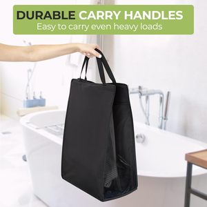 Hanging Laundry Hamper Black <b>Rectangular</b> Foldable With Handle For Closet Clothing Organizer 1 Pack One Section - Product Image 6