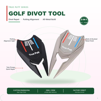 Outil de réparation de divots de golf True Putt en forme de bouclier |   Outil de réparation de marqueur de balle de golf Pitch Fork |   Lecteur vert métallique |   Réparateur de divots à 2 pointes