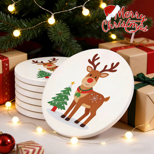 Ceramic Coaster Set with Custom Logo Elegant Water Absorbent <b>Drink</b> Pads for Coffee <b>Bar</b> Decorative Mats - Product Image 4