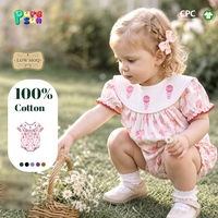 Puresun OEM/ODM Combinaisons pour bébés filles 100% coton, motif montgolfière avec imprimé floral et volants, 3-24 mois, vente en gros