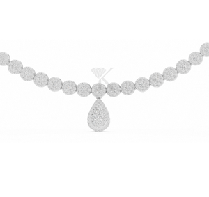 Collar de tenis con diamantes en racimo de oro macizo de 14K, gargantilla con forma de pera, halo nupcial de diamantes cultivados en laboratorio, collar de joyería fina llamativo - Product Image 3