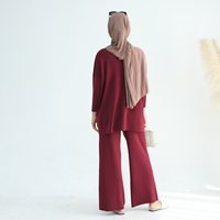 Abaya musulmane de grande taille pour femmes, costume d'automne, pull ample, pantalon tricoté, ensemble de deux pièces, vêtements de mode pour femmes, vente en gros en usine