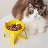 Mangeoire Moderne en Céramique pour Animaux de Compagnie, Bol Mignon avec Oreilles de Chat, Support Surélevé pour Protéger la Colonne Cervicale, Écologique pour Chatons et Chiots