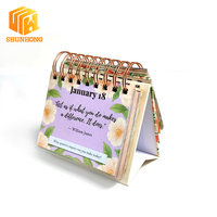 Calendrier de bureau perpétuel personnalisé avec citations motivantes 365 jours, reliure spirale double en or rose, commande en gros OEM