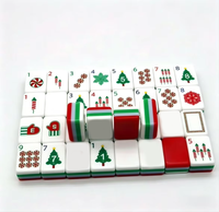 Prêt à expédier Livraison rapide Noël 160 tuiles de Mahjong américaines de luxe en acrylique gravées sur le thème du Père Noël en stock Vente en gros