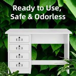 White Computer Desk with 4 Drawers Lockable <b>Storage</b> <b>Locker</b> Adjustable Legs Glossy Office Desk for Home Office - Product Image 4